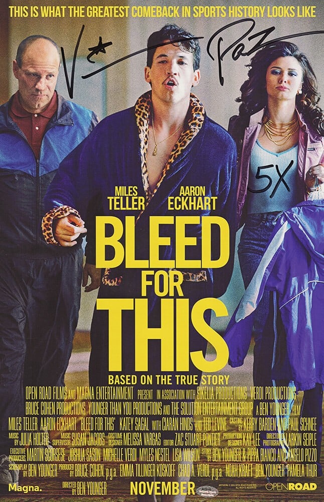 Vinny Pazienza Signed Bleed For This Movie Poster 11x17 with 5x Inscription (1 of 1)