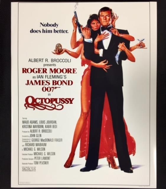 Octopussy 11x14 Photograph Featuring James Bond Portrayed by Roger Moore: Octopussy 11x14 Photograph Featuring James Bond Portrayed by Roger Moore This is an original 11x14 inch movie poster photograph from the James Bond film Octopussy, featuring Sir Roger Moore. It origin