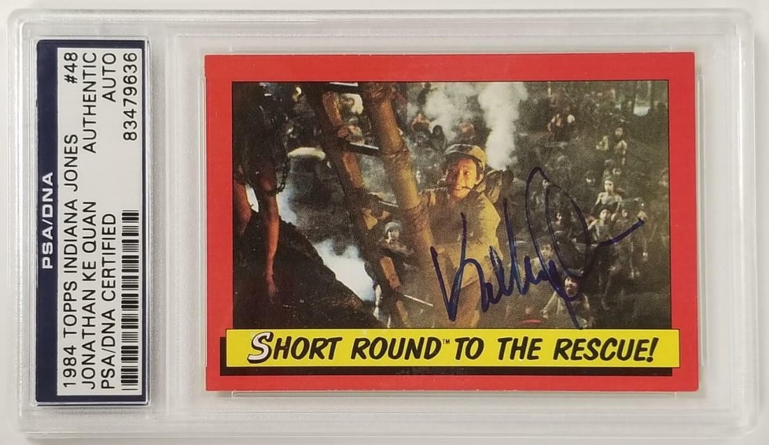 Jonathan Ke Quan Autographed Indiana Jones Card 1984 Topps #48 PSA DNA Authenticated (1 of 2)
