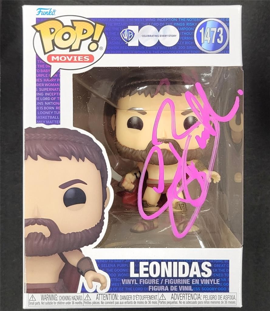 Leonidas 300 Funko Pop signed by Gerard Butler Beckett authenticated: Leonidas 300 Funko Pop signed by Gerard Butler Beckett authenticated This Funko Pop! figure, number 1473, features Leonidas from the movie 300 and is hand-signed by Gerard Butler. The autograph is aut