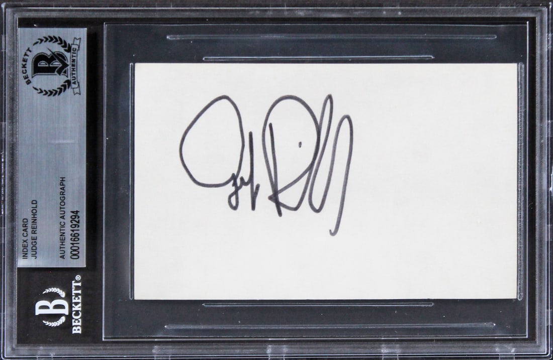 Judge Reinhold Stripes Signed 3x5 Index Card Beckett Authenticated (1 of 2)