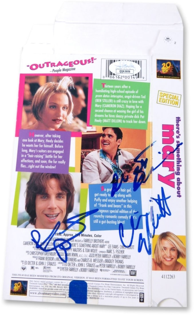 VHS Cover Signed by Stiller Dillon Elliott JSA There's Something About Mary (1 of 4)
