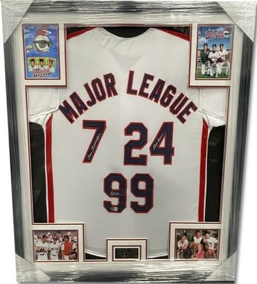 Framed Major League autographed jersey Charlie Sheen Tom Berenger Corbin Bernsen 34x39: Framed Major League autographed jersey Charlie Sheen Tom Berenger Corbin Bernsen 34x39 This custom-framed jersey is autographed by the cast of Major League, featuring signatures from Charlie Sheen, To