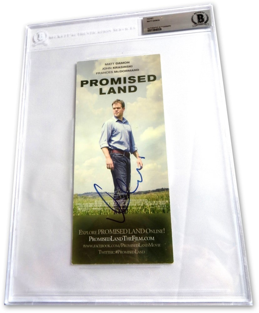 Promised Land Screening Ticket Signed by Matt Damon Beckett Authenticated (1 of 3)