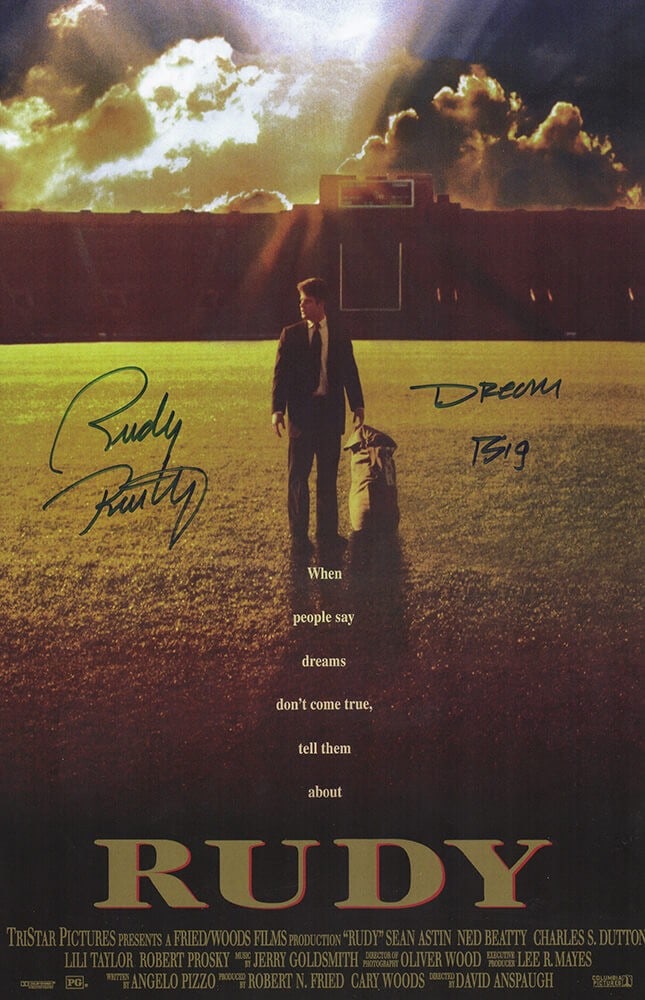 Rudy Ruettiger Signed 'Rudy' 11x17 Movie Poster with Dream Big Inscription (1 of 1)