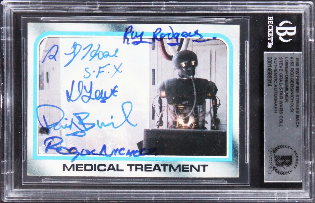 Beckett Slabbed Star Wars Empire Strikes Back 1980 Card #153 Signed by 5 (1 of 2)
