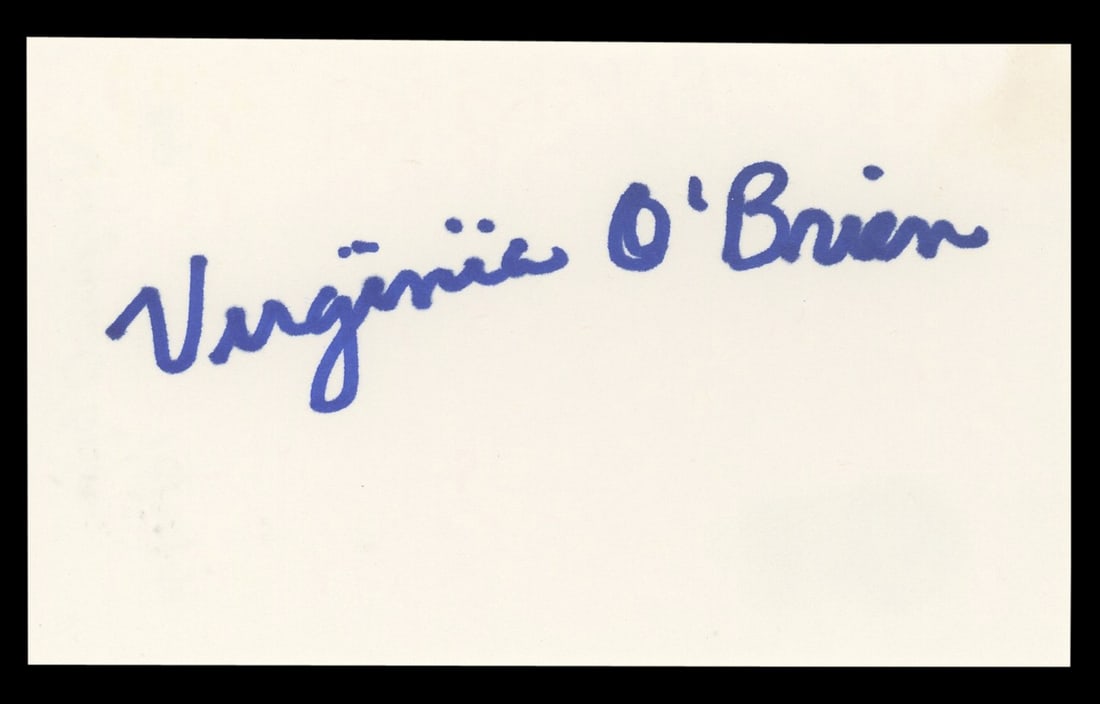 Virginia O'Brien Signed 3x5 Index Card The Harvey Girls BAS Authenticated: Virginia O'Brien Signed 3x5 Index Card The Harvey Girls BAS Authenticated This authentic signed 3x5 index card features the signature of Virginia O'Brien, a notable star from The Harvey Girls. The ite