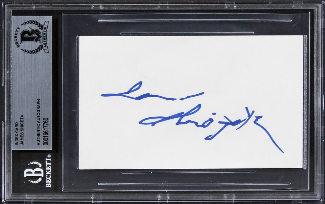 Beckett Authenticated James Shigeta Signed 3x5 Die Hard Index Card in Slab (1 of 5)