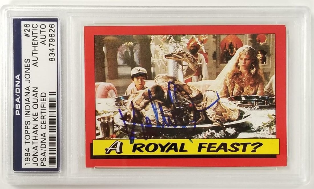 PSA DNA Authenticated Jonathan Ke Quan Autographed Indiana Jones Royal Feast Card (1 of 2)