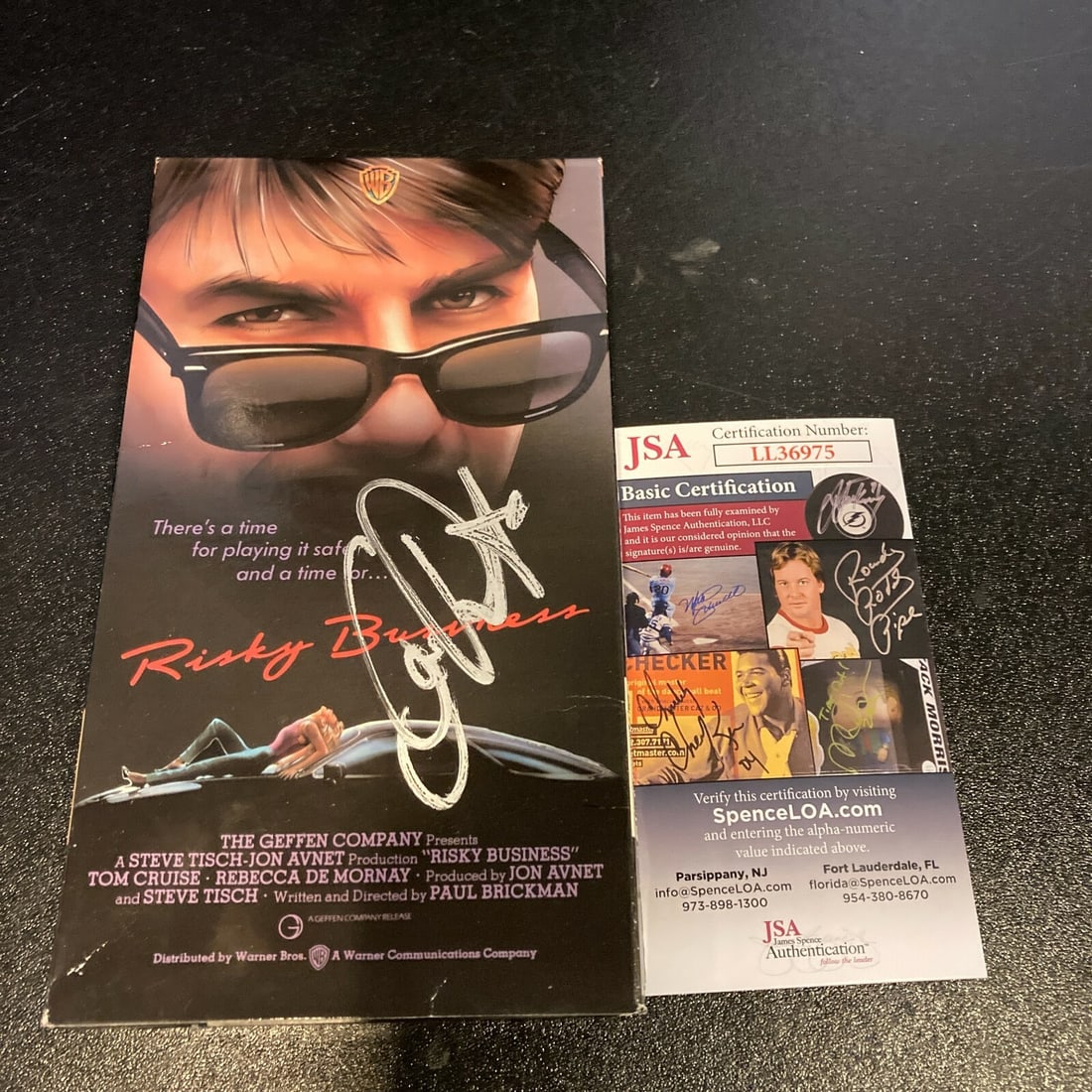 Joe Pantoliano Autographed Risky Business VHS with JSA COA: Joe Pantoliano Autographed Risky Business VHS with JSA COA This is a pre-owned VHS copy of the classic film 'Risky Business' signed by Joe Pantoliano. The autograph has been authenticated by James Spe