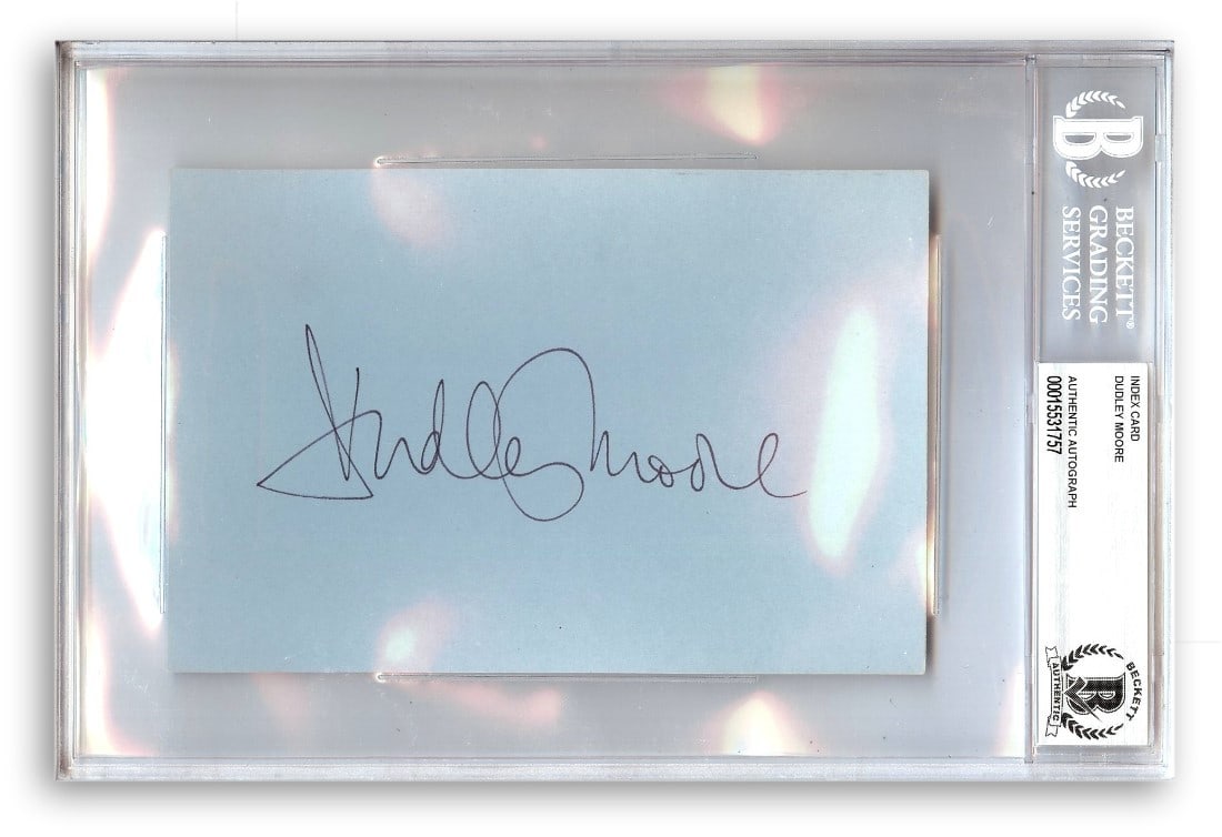 Dudley Moore Authentic Signed Index Card Beckett Authenticated Slab (1 of 1)