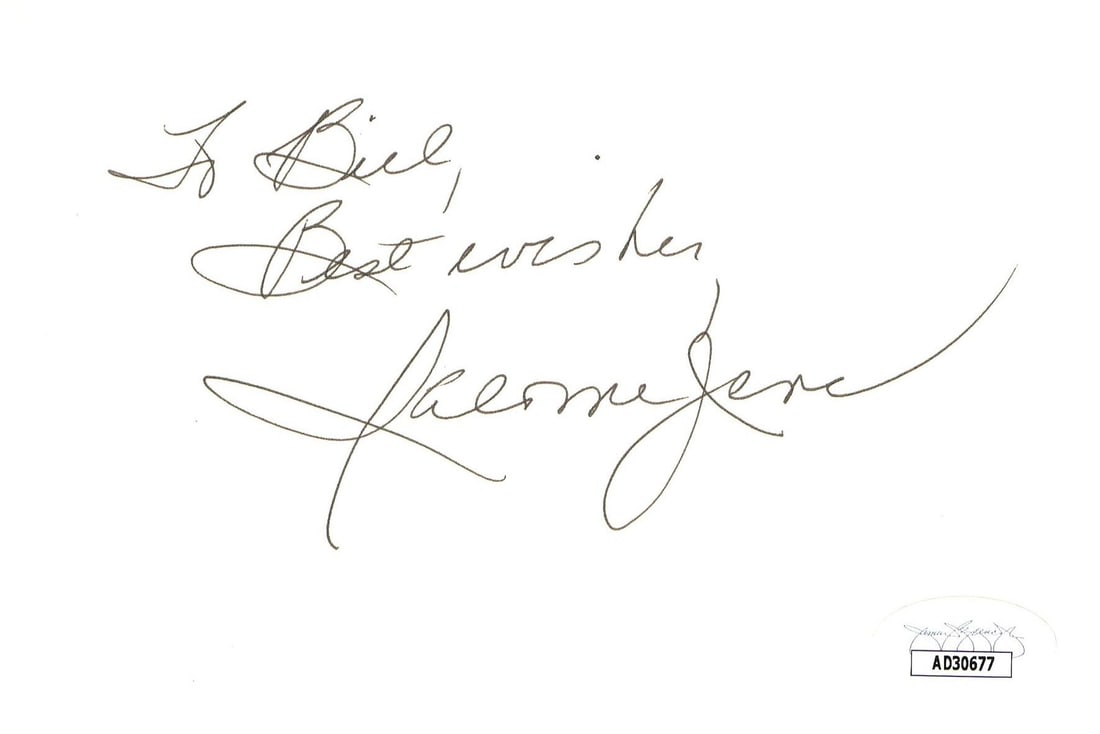 Autographed 4x6 Index Card by Salome Jens Star Trek DS9 JSA Authenticated (1 of 2)