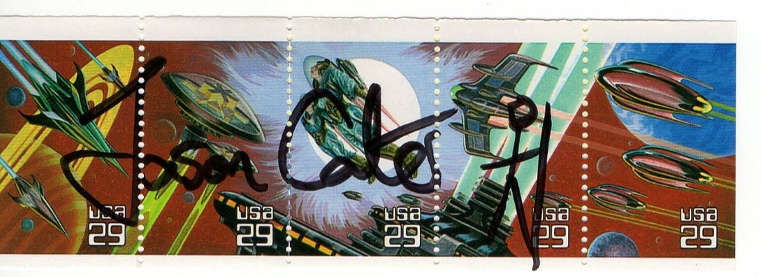Autographed Babylon 5 Postage Stamp Strip Signed by Jason Carter Beckett Authenticated (1 of 3)