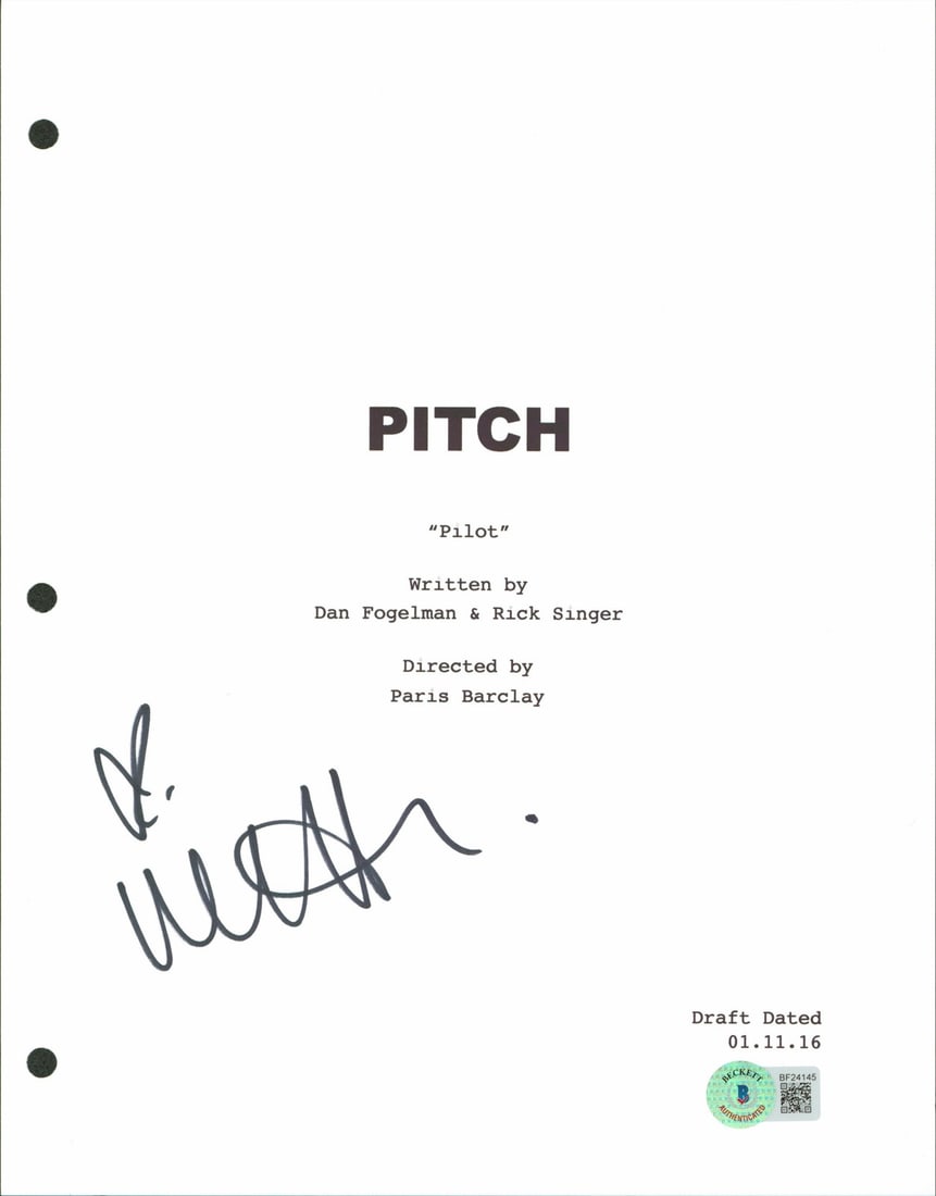 Megan Holder Signed Pitch Script Cover Beckett Authenticated 8.5x11 (1 of 3)