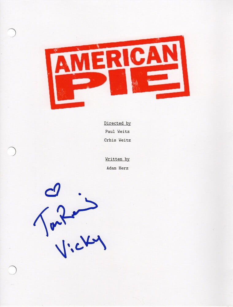 Autographed American Pie Script Cover Page Inscribed Vicky (1 of 1)