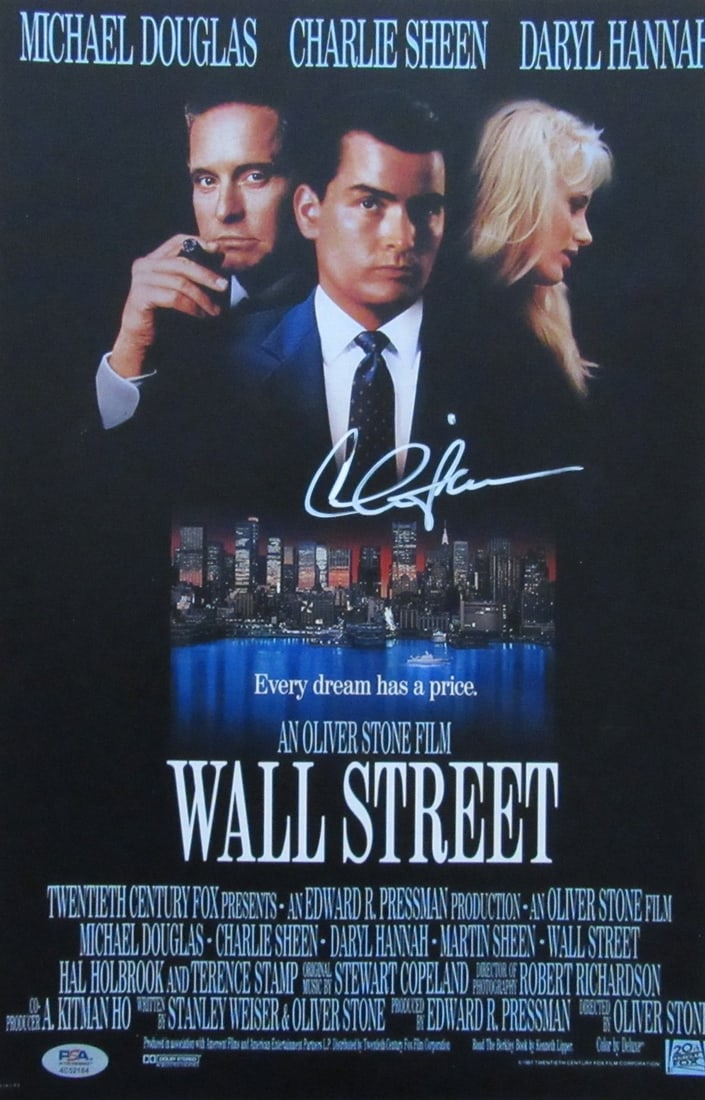 Charlie Sheen Autographed Wall Street 11x17 Poster PSA/DNA ITP (1 of 3)