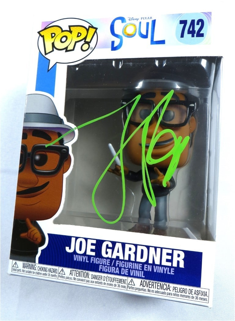 Jamie Foxx Signed Funko POP Soul Joe Gardner JSA Authenticated: Jamie Foxx Signed Funko POP Soul Joe Gardner JSA Authenticated This Funko POP! collectible features Jamie Foxx as Joe Gardner from the film "Soul." It is an original piece that has been personally sig