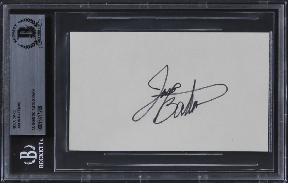 Beckett Slabbed Jason Bateman Ozark Signed 3x5 Index Card (1 of 5)