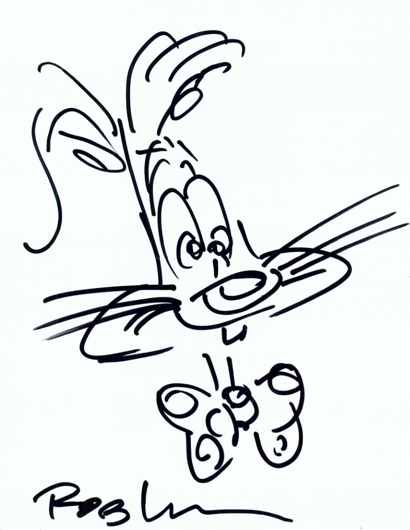 Roger Rabbit 8.5x11 Original Sketch Signed by Rob Minkoff Beckett Authenticated (1 of 3)