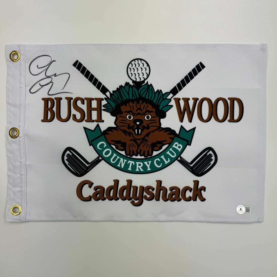 Chevy Chase signed Caddyshack Bushwood Country Club flag Beckett COA (1 of 1)
