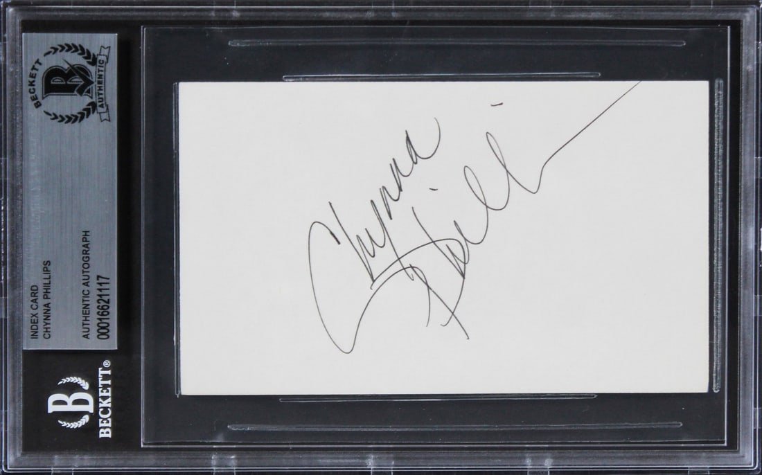 Chynna Phillips Signed 3x5 Index Card Bridesmaids Beckett Authenticated: Chynna Phillips Signed 3x5 Index Card Bridesmaids Beckett Authenticated This authentic signed 3x5 index card has been personally autographed by Chynna Phillips, known for her role in the film Bridesma