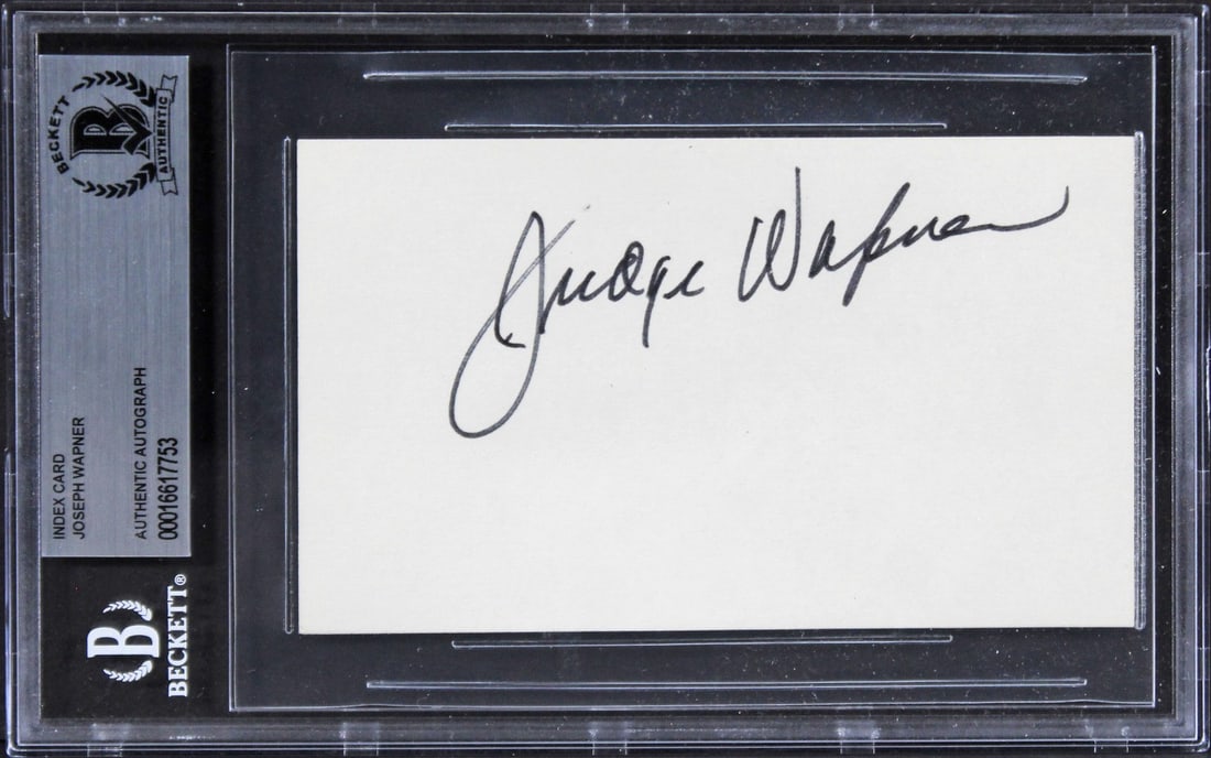 Joseph Wapner Signed 3x5 Index Card BAS Authenticated The People's Court: Joseph Wapner Signed 3x5 Index Card BAS Authenticated The People's Court This authentic autographed 3x5 index card features the signature of Joseph Wapner, renowned from The People's Court. The item i