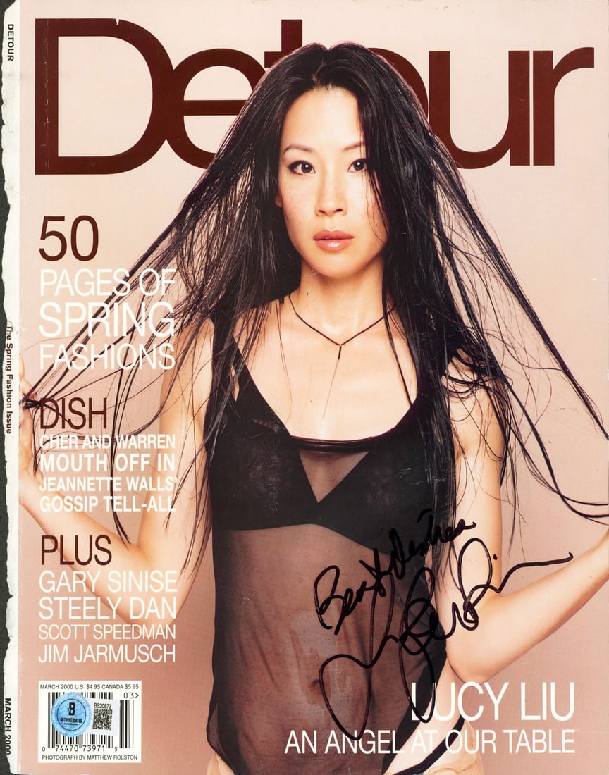 Lucy Liu Signed Detour Magazine Cover March 2000 BAS Authentic (1 of 2)