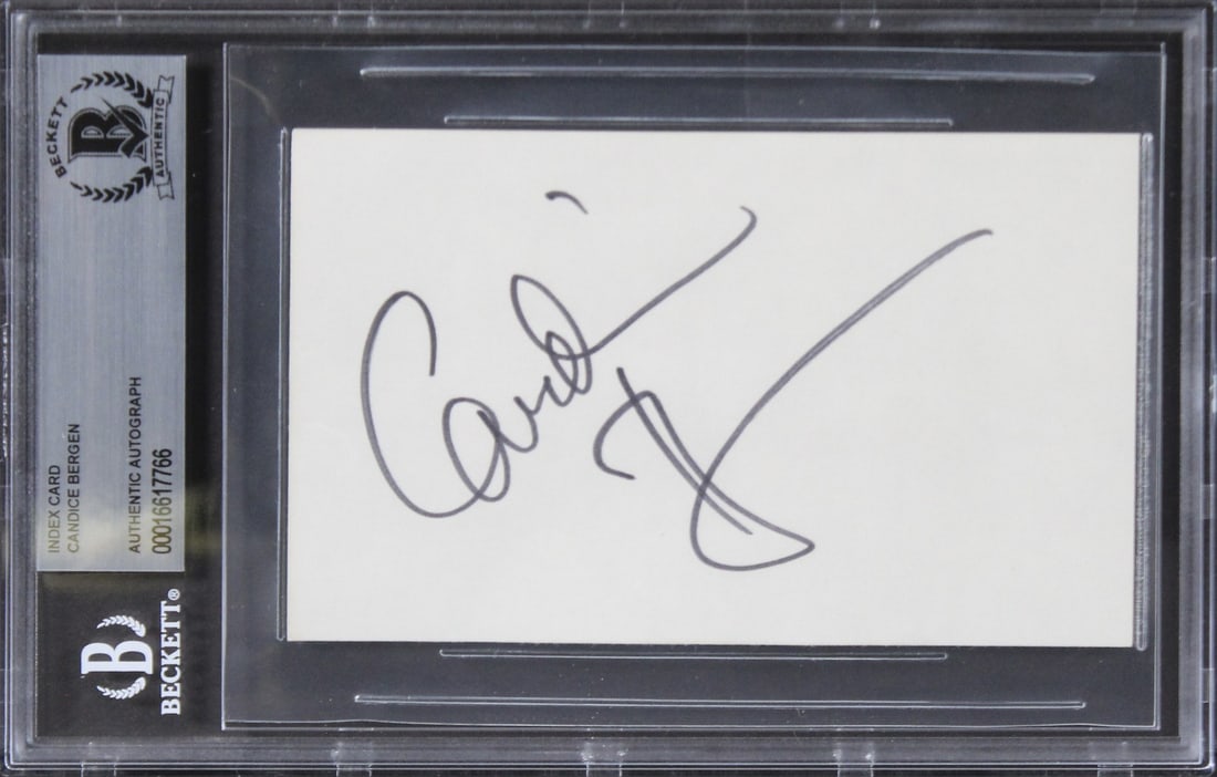 Candice Bergen Signed Murphy Brown 3x5 Index Card Beckett Authenticated (1 of 2)