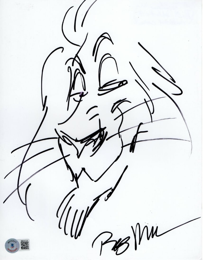 Rob Minkoff Signed The Lion King Sketch 8.5X11 Beckett Authenticated: Rob Minkoff Signed The Lion King Sketch 8.5X11 Beckett Authenticated This is an authentic 8.5x11 inch sketch drawing of The Lion King, hand-signed by Rob Minkoff, the renowned co-director of the iconi