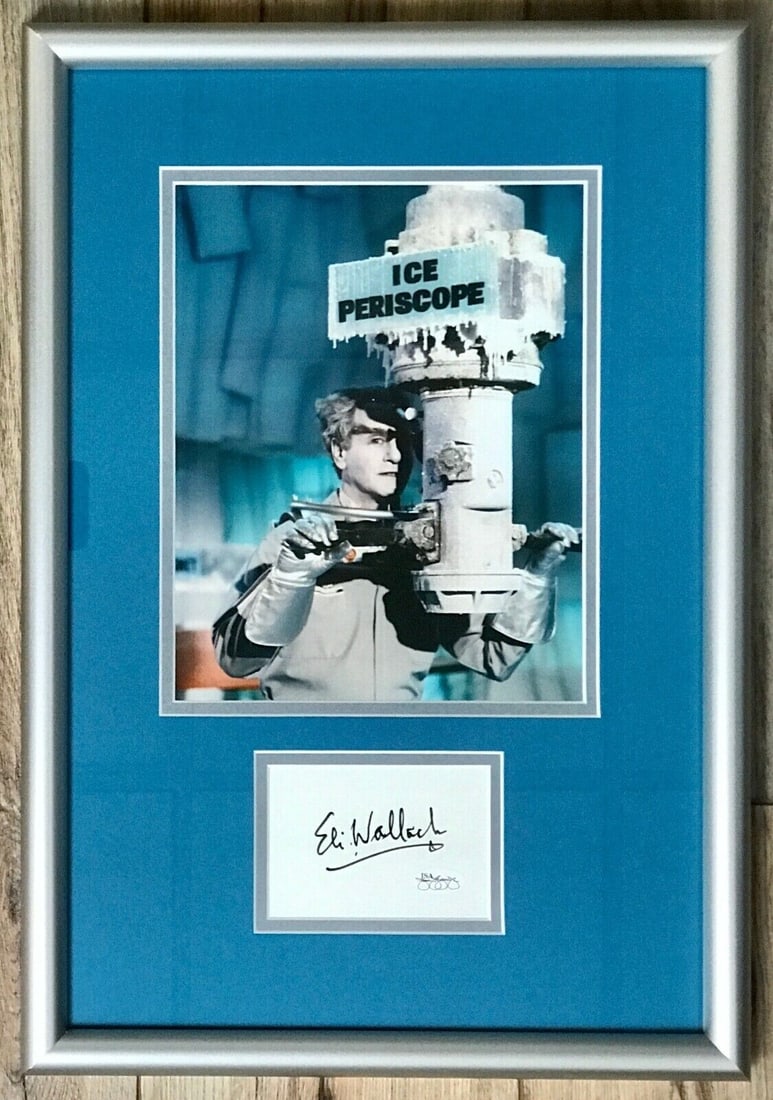 Eli Wallach Mr Freeze Signed Display Custom Framed JSA Authenticated: Eli Wallach Mr Freeze Signed Display Custom Framed JSA Authenticated This custom framed display features a perfectly signed index card by Eli Wallach, renowned for his portrayal of Mr. Freeze in the c