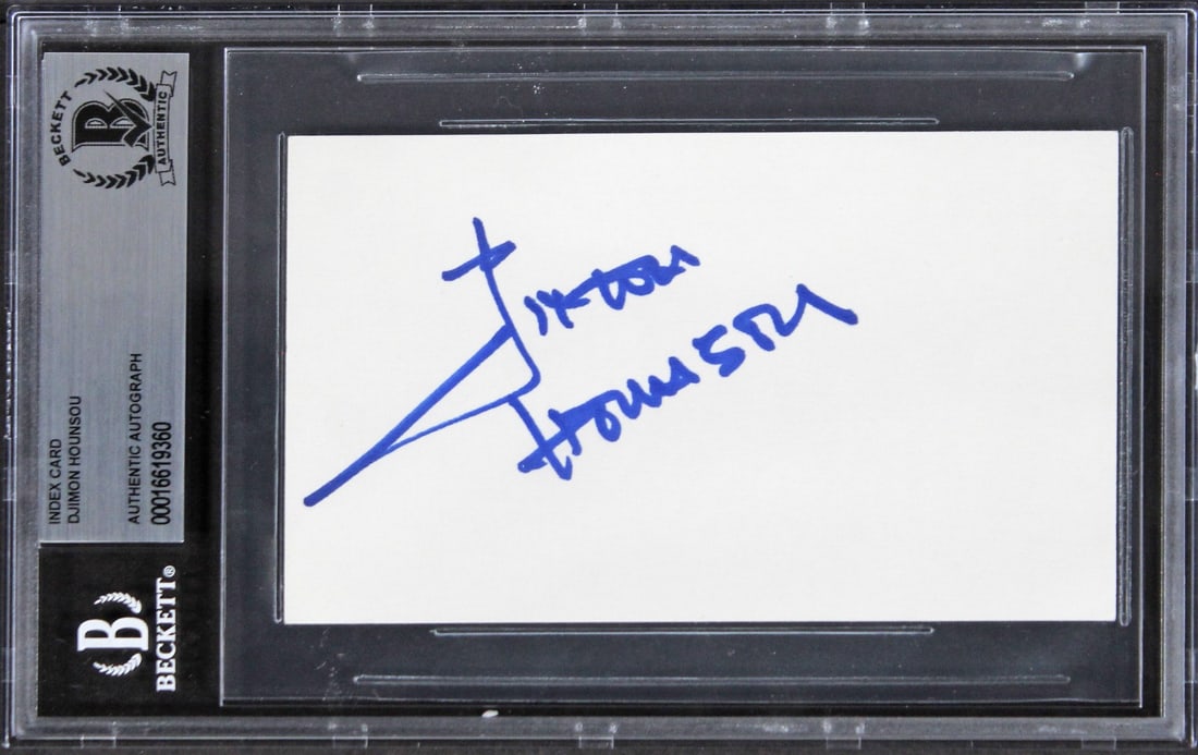 Djimon Hounsou Signed Blood Diamond 3x5 Index Card Beckett Authenticated: Djimon Hounsou Signed Blood Diamond 3x5 Index Card Beckett Authenticated This authentic 3x5 index card features the signature of Djimon Hounsou, renowned for his role in the film "Blood Diamond." The 
