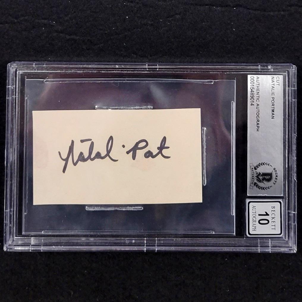 Beckett Authenticated Natalie Portman Signed Star Wars Autograph Slab: Beckett Authenticated Natalie Portman Signed Star Wars Autograph Slab This is an original cut autograph signed by Natalie Portman, encapsulated in a protective slab. The autograph has been authenticat