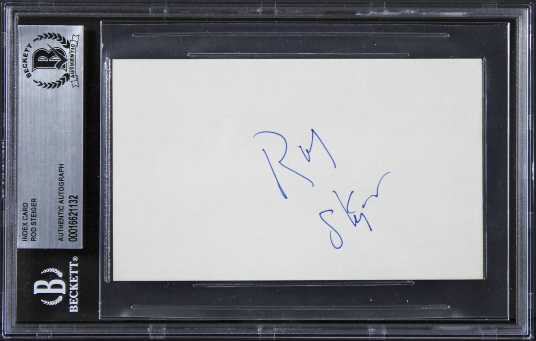 Rod Steiger Signed 3x5 Index Card In The Heat of the Night Beckett Authenticated (1 of 2)