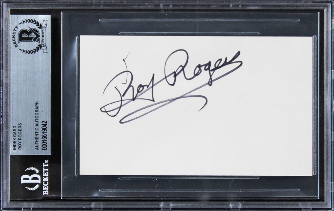 Roy Rogers Signed 3x5 Index Card Beckett Authenticated Slabbed Autograph (1 of 2)