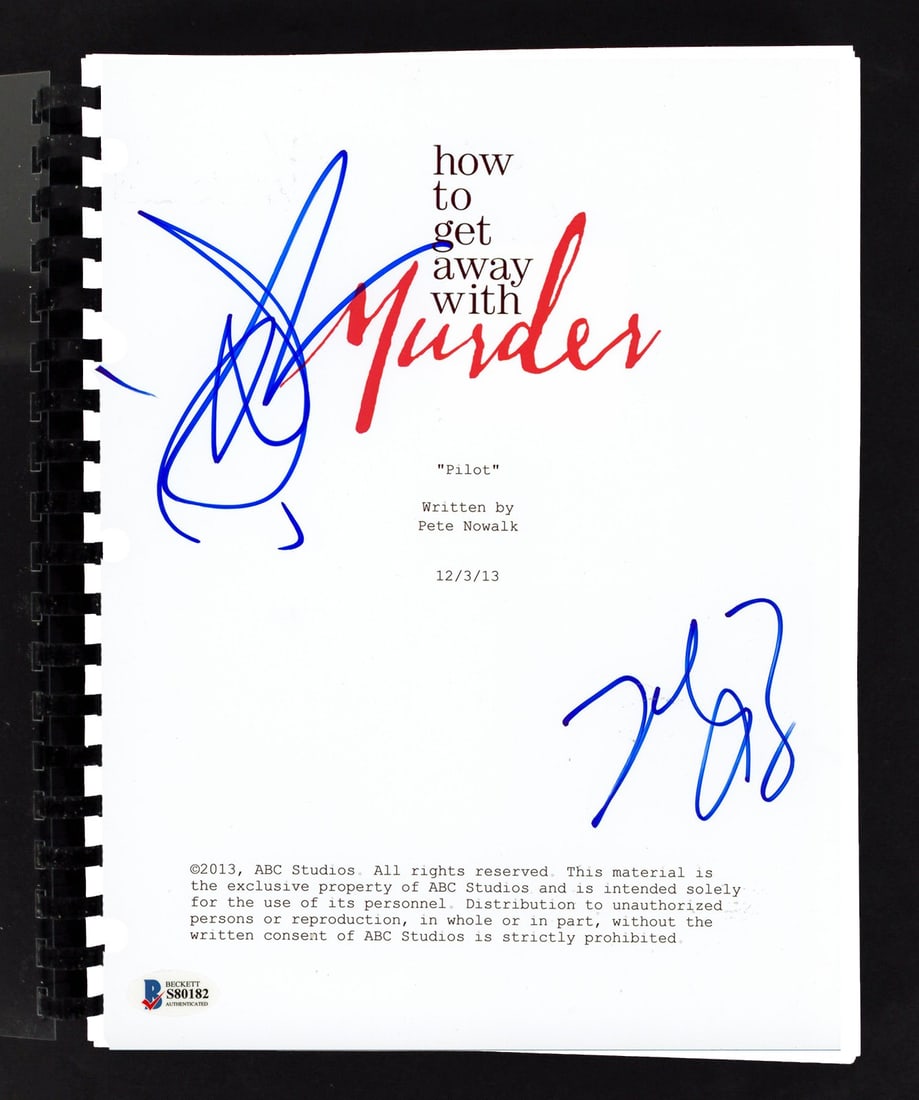 How to Get Away with Murder Signed Script by Jack Falahee & Billy Brown with Beckett COA: How to Get Away with Murder Signed Script by Jack Falahee & Billy Brown with Beckett COA This signed replica TV script from the acclaimed series How to Get Away with Murder features the authentic auto