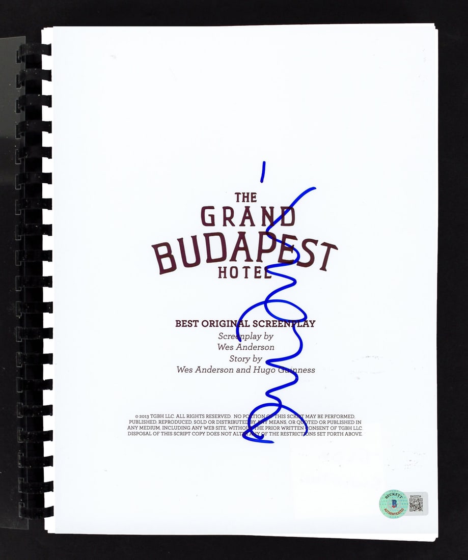 Beckett authenticated Tilda Swinton signed Grand Budapest Hotel script (1 of 3)