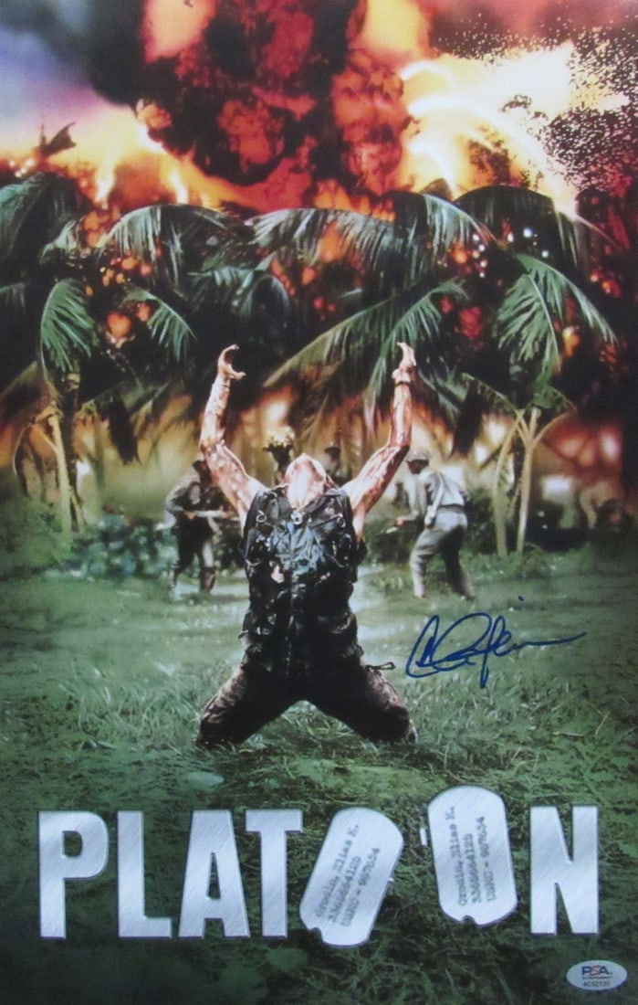 Charlie Sheen Autographed Platoon 11x17 Poster PSA/DNA ITP: Charlie Sheen Autographed Platoon 11x17 Poster PSA/DNA ITP This striking 11x17 poster features an authentic signature from Charlie Sheen, commemorating his role in the iconic film "Platoon." The signa