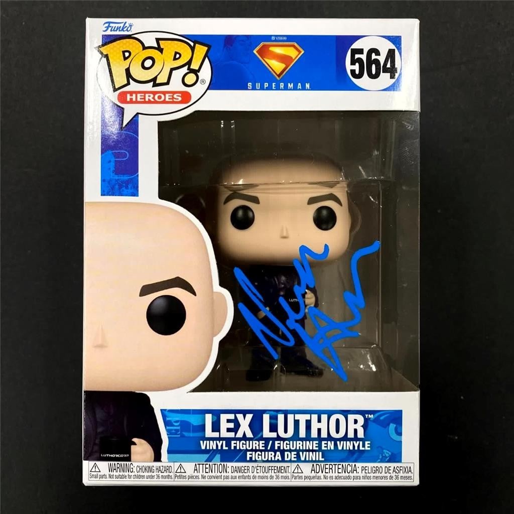 Lex Luthor Funko Pop 564 signed by Nicholas Hoult Beckett authenticated: Lex Luthor Funko Pop 564 signed by Nicholas Hoult Beckett authenticated This collectible Funko Pop number 564 features Lex Luthor from Superman and is signed by Nicholas Hoult. The autograph has been 