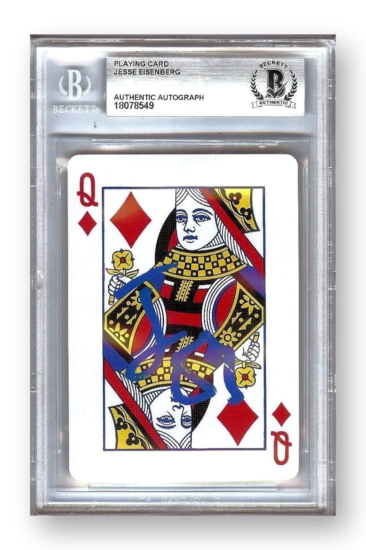 Autographed Queen of Diamonds Card by Jesse Eisenberg Beckett Authenticated (1 of 2)