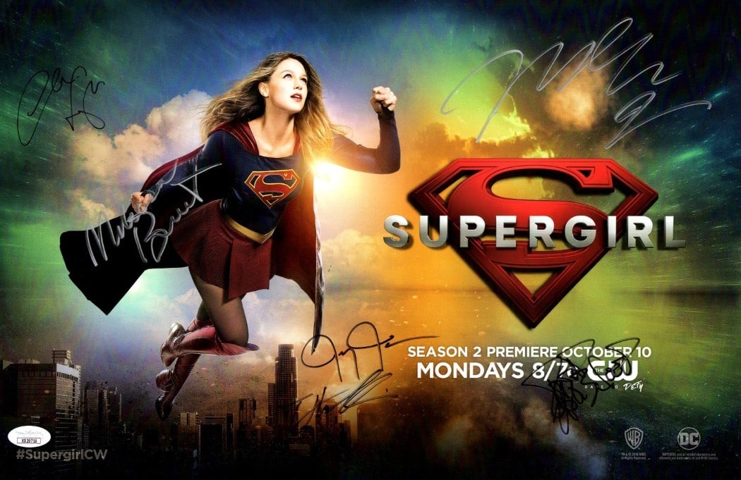 Supergirl Multi Signed Autographed 11x17 Poster JSA Authenticated: Supergirl Multi Signed Autographed 11x17 Poster JSA Authenticated This is a Supergirl multi-signed 11X17 poster featuring the authentic autographs of Melissa Benoist, Jeremy Jordan, Mehcad Brooks, Chy