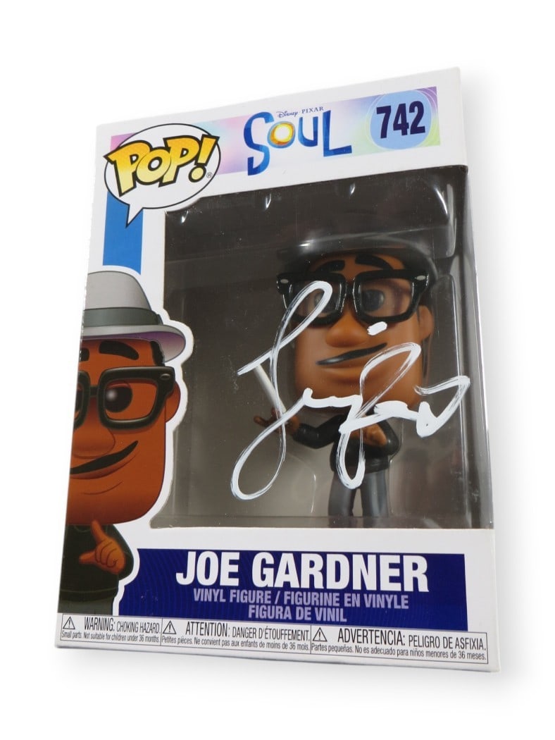 Joe Gardner Soul Funko POP Signed by Jamie Foxx Beckett Authenticated: Joe Gardner Soul Funko POP Signed by Jamie Foxx Beckett Authenticated This Funko POP! figure features Joe Gardner from the movie 'Soul' and is personally signed by Jamie Foxx. The autograph is authent