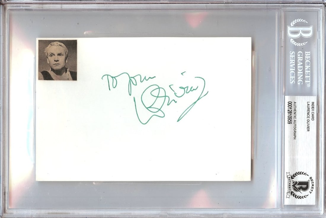 Laurence Olivier Autographed 4X6 Index Card Beckett Authenticated Hollywood Legend (1 of 1)