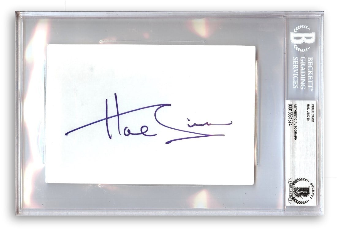 Beckett Authenticated Hal Linden Signed Index Card Barney Miller Collectible (1 of 1)