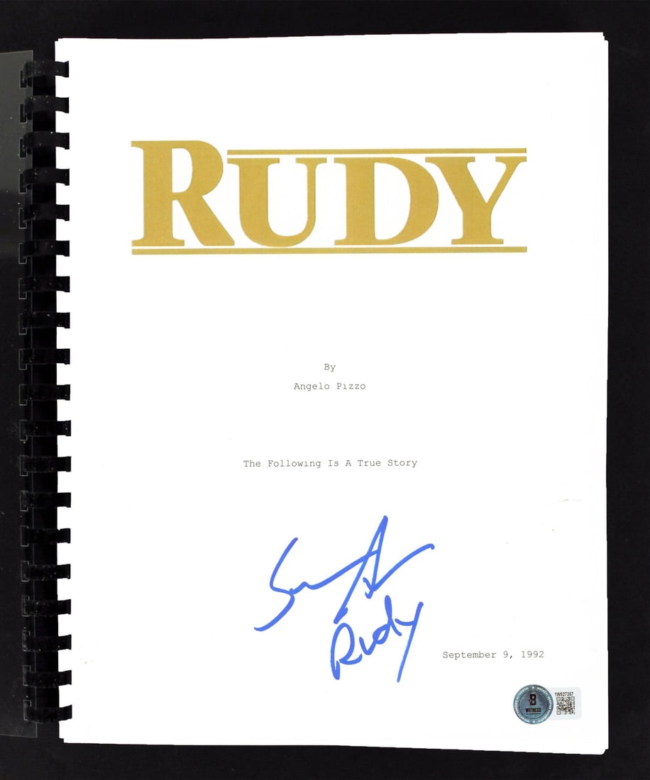 Sean Astin Signed Rudy Movie Script with BAS Authentication (1 of 3)