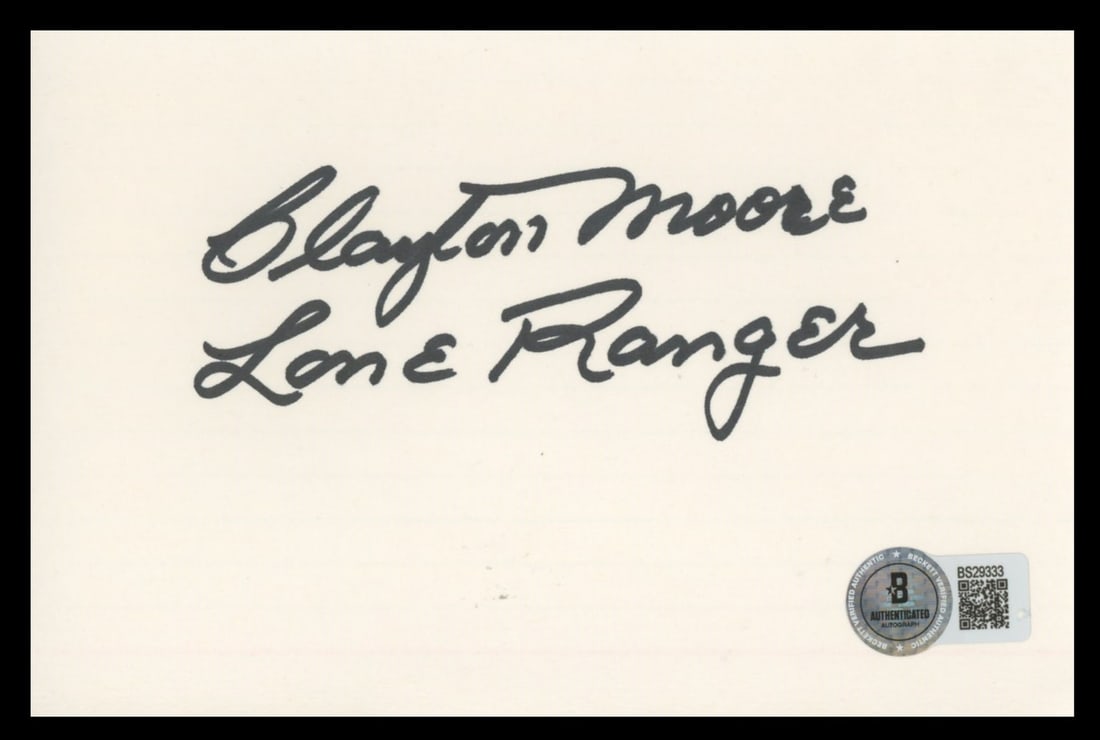 Clayton Moore Signed Lone Ranger 4x6 Index Card Beckett Authenticated (1 of 2)