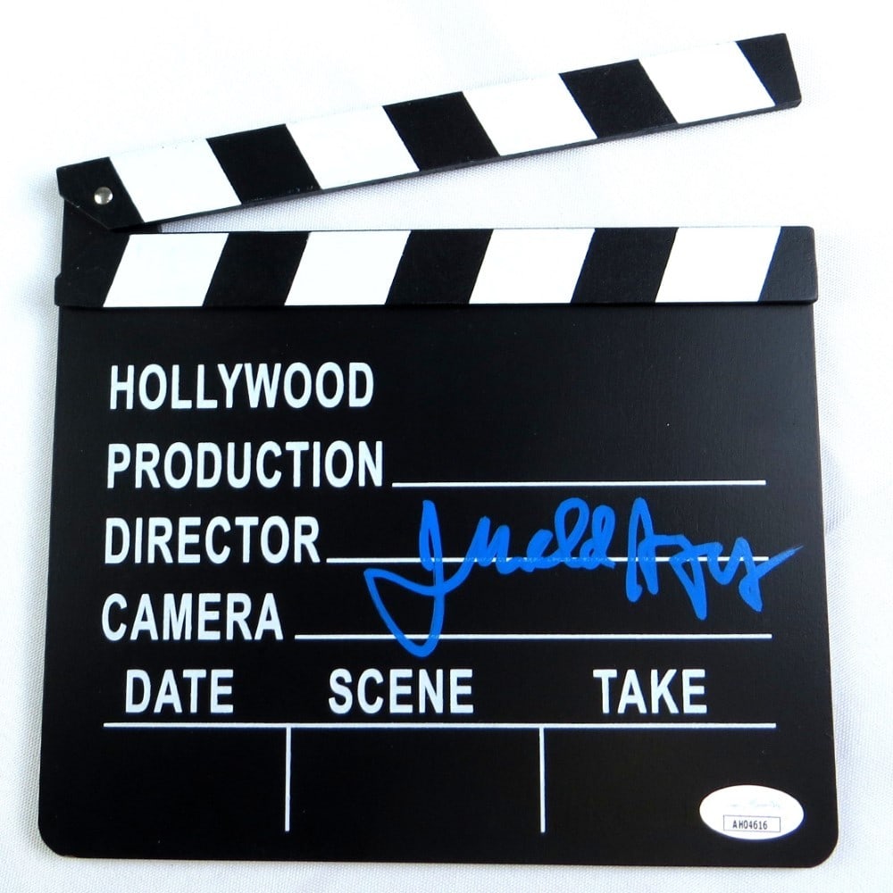 Judd Apatow Signed Mini Movie Clapper Authenticated by JSA: Judd Apatow Signed Mini Movie Clapper Authenticated by JSA This mini movie clapper is autographed by renowned writer and director Judd Apatow, showcasing his unique signature. The item comes with auth