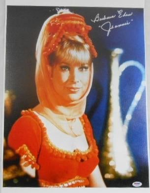 Autographed 16x20 Canvas Inscribed by Barbara Eden with PSA DNA Authentication: Autographed 16x20 Canvas Inscribed by Barbara Eden with PSA DNA Authentication This 16x20 canvas features Barbara Eden's autograph with an inscription, commemorating her iconic role in "I Dream of Jea