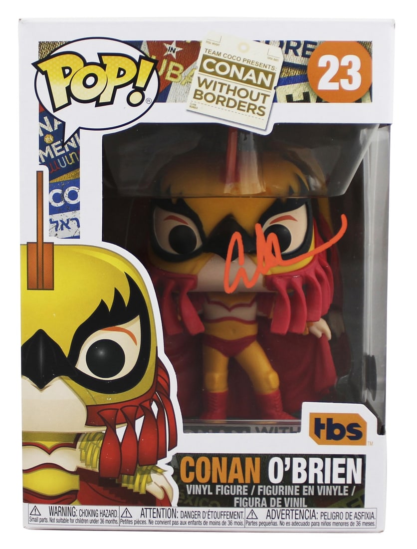Beckett Authenticated Conan O'Brien Luchador Conan #23 Funko Pop Vinyl: Beckett Authenticated Conan O'Brien Luchador Conan #23 Funko Pop Vinyl This Luchador Conan #23 Funko Pop Vinyl Figure is personally signed by Conan O'Brien from Conan Without Borders. The autograph is