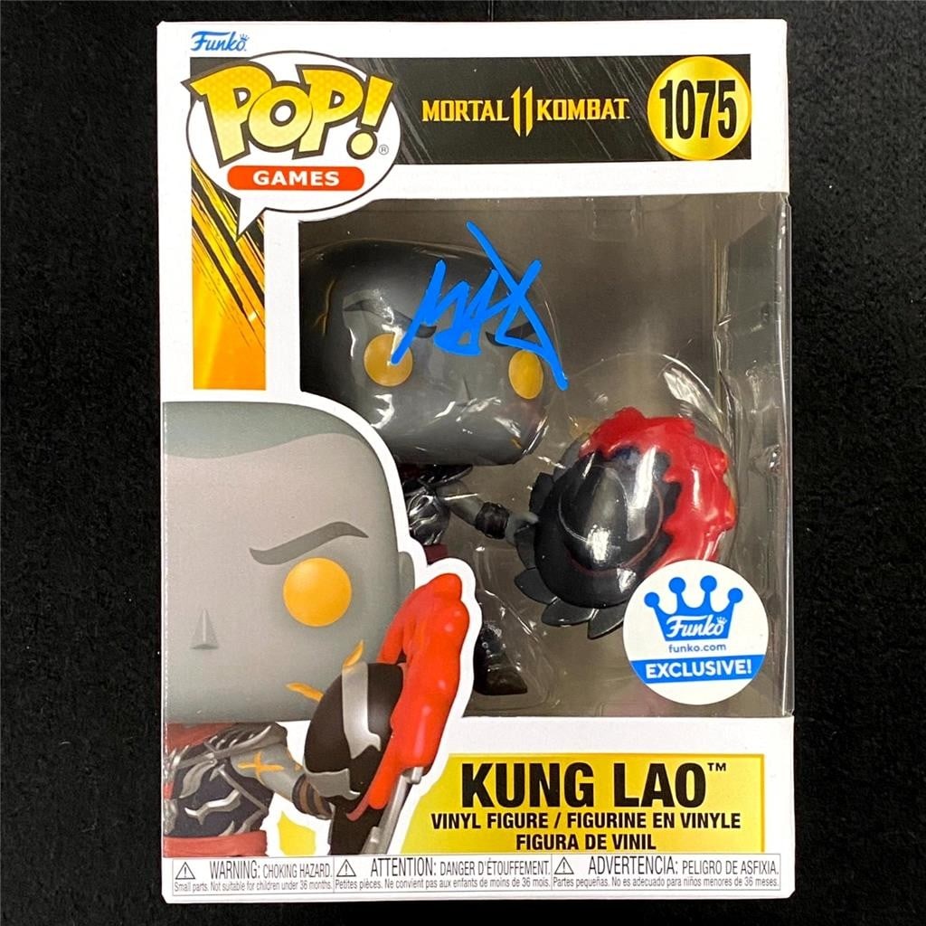 Beckett BAS signed Kung Lao Funko Pop Max Huang autograph: Beckett BAS signed Kung Lao Funko Pop Max Huang autograph This collectible Funko Pop! features Kung Lao from Mortal Kombat, signed by Max Huang. The autograph is authenticated by Beckett, ensuring its