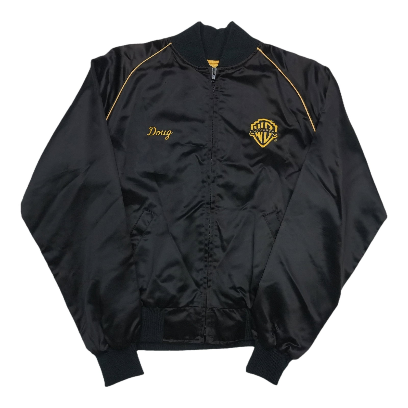 Vintage 1980s Warner Bros Yellowjackets black satin shirt (1 of 5)